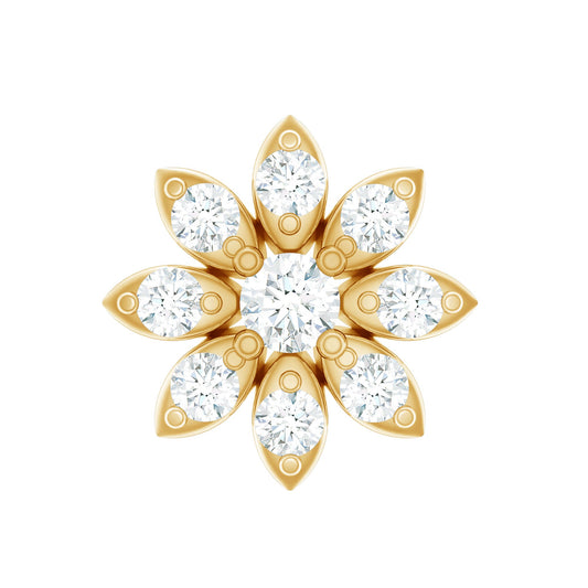 Flower Diamond Nose Ring Stud for Women