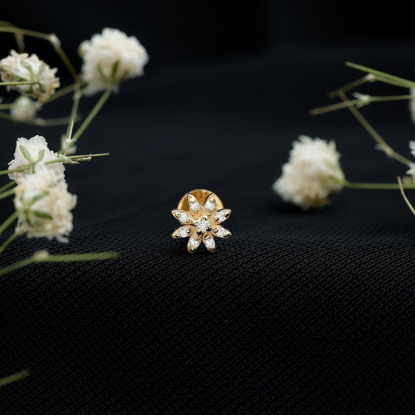 Flower Diamond Nose Ring Stud for Women