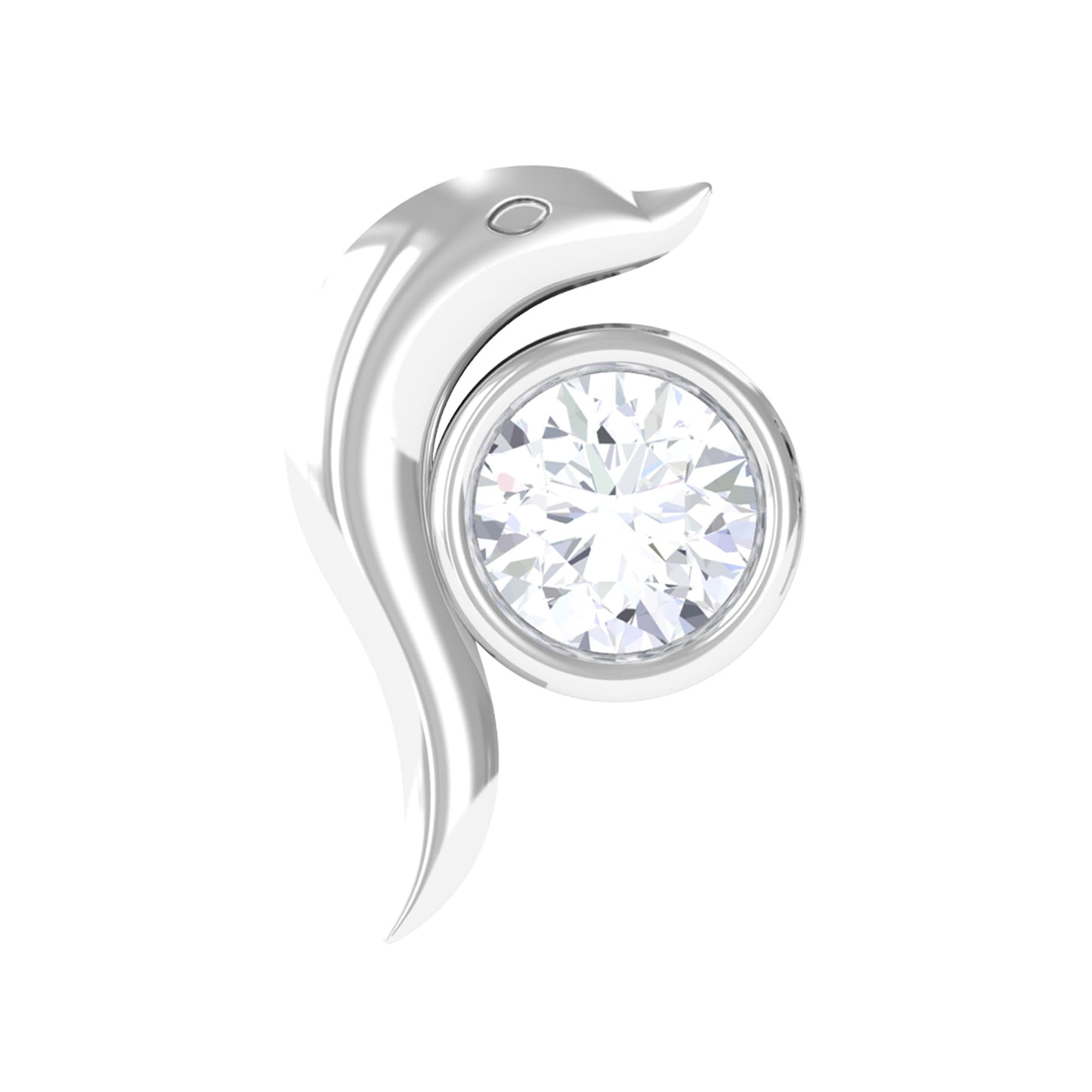 Bezel Set Round Diamond Dolphin Nose Ring