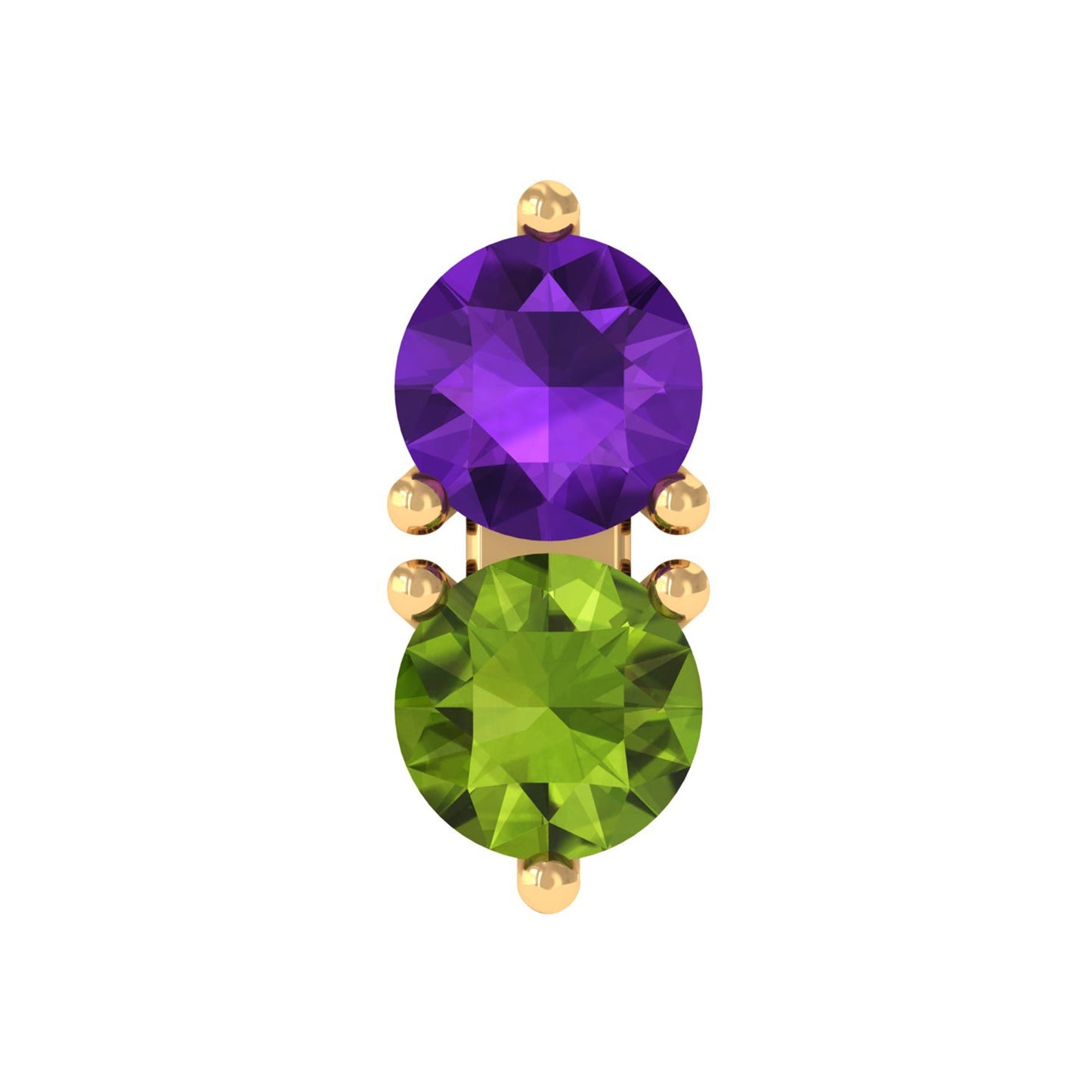 Real Amethyst and Peridot Two Stone Helix Earring