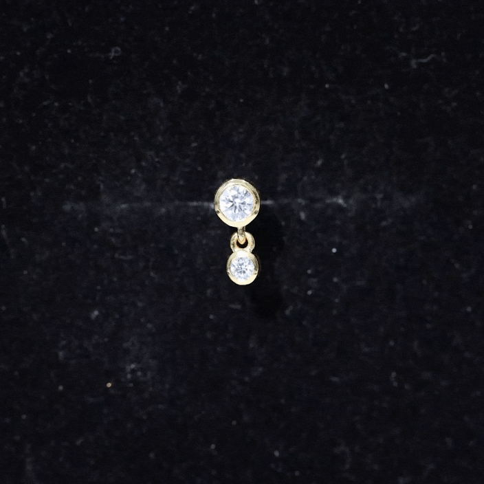 Bezel Set Round Moissanite Helix Drop Earring