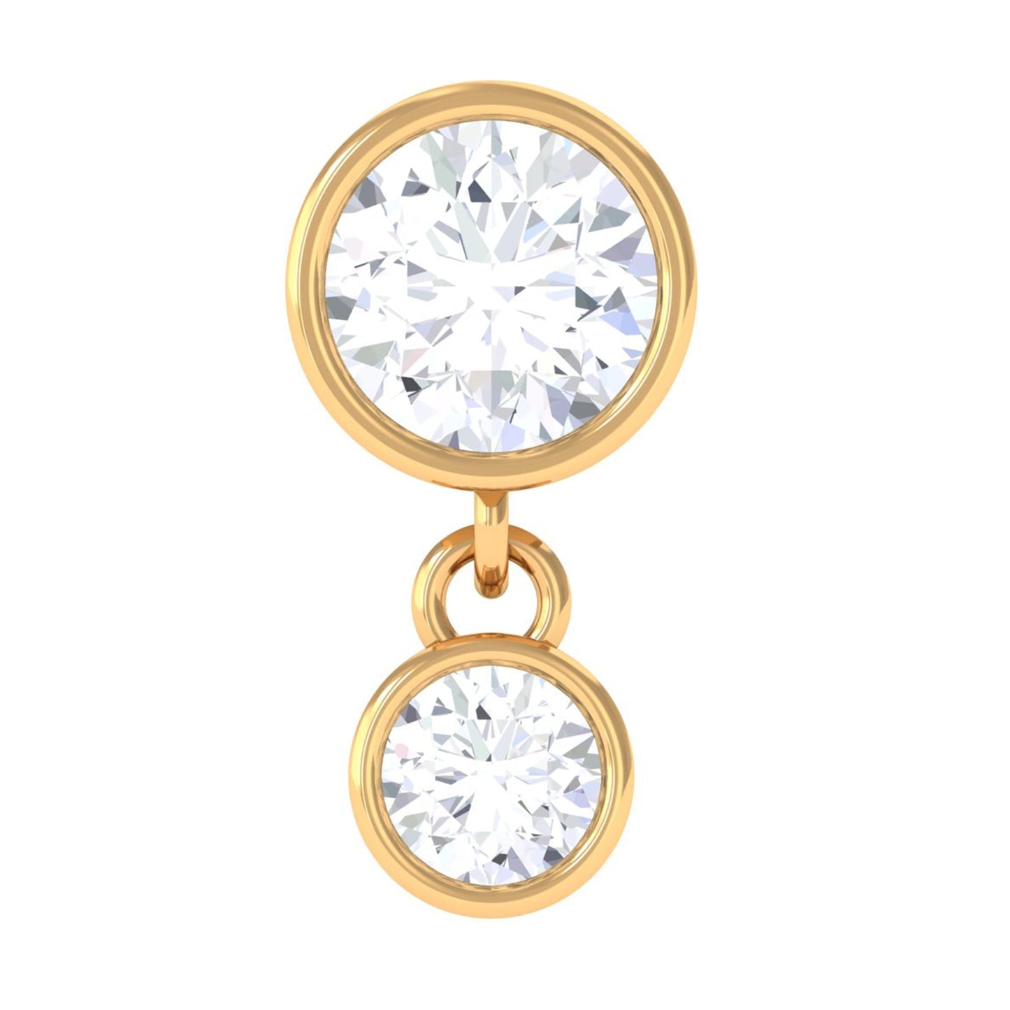 Bezel Set Round Moissanite Helix Drop Earring