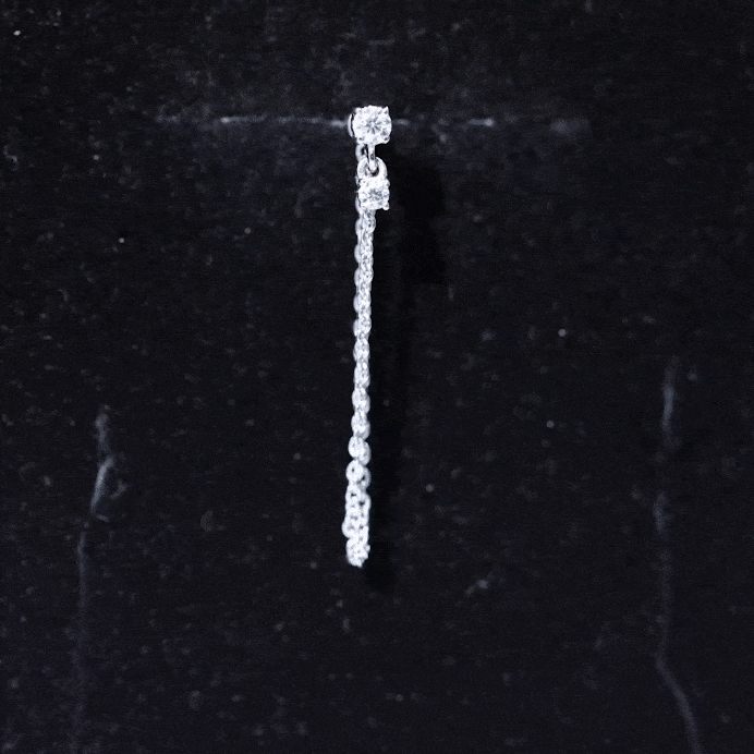Round Moissanite Chain Drop Earring for Cartilage Piercing