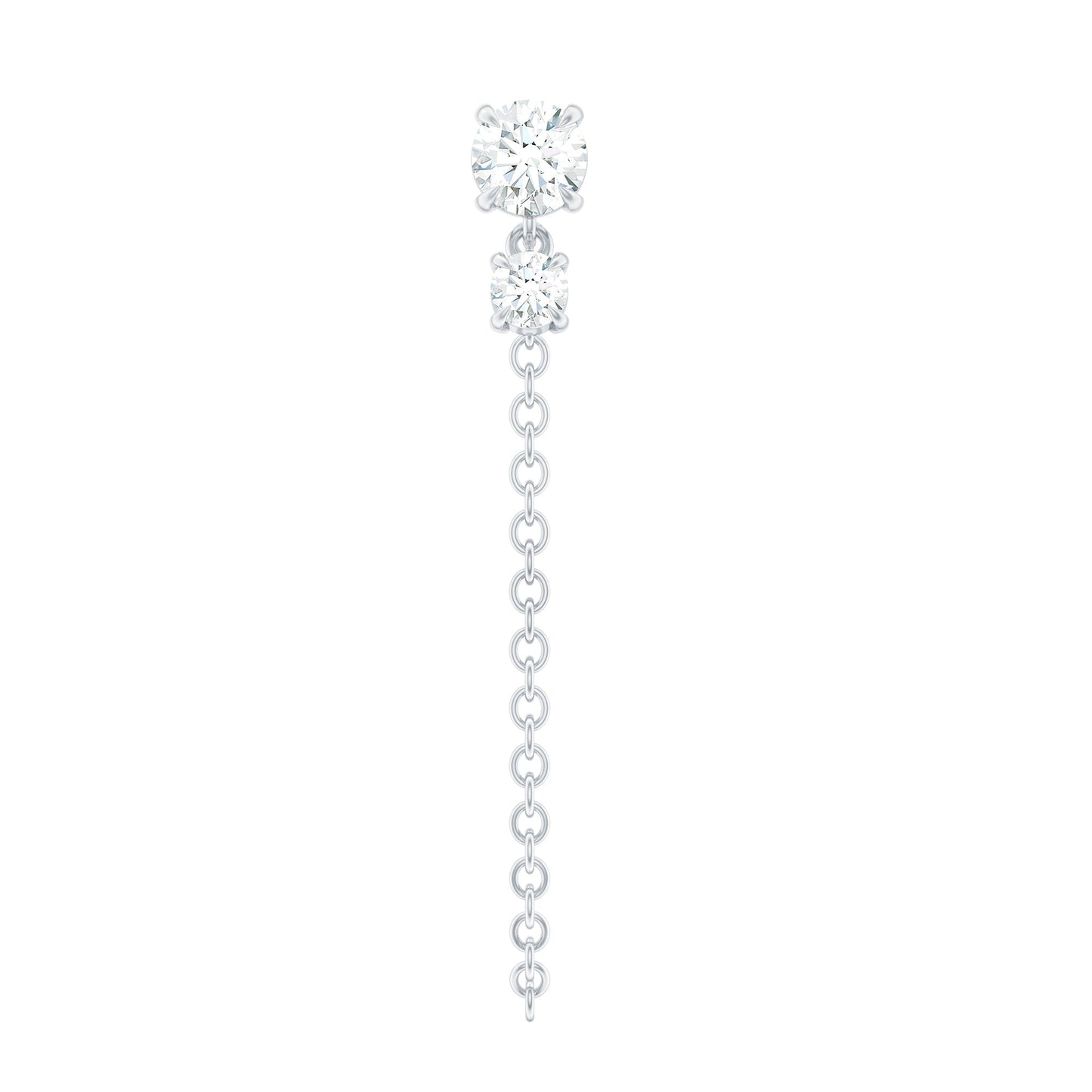 Round Moissanite Chain Drop Earring for Cartilage Piercing