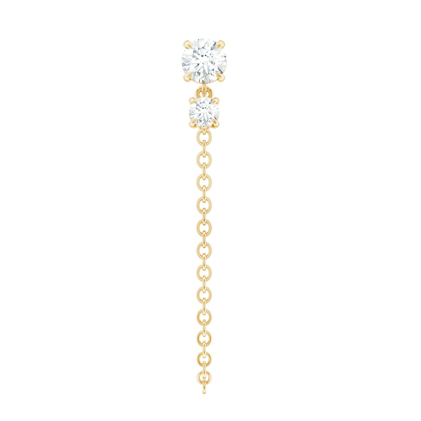Round Moissanite Chain Drop Earring for Cartilage Piercing
