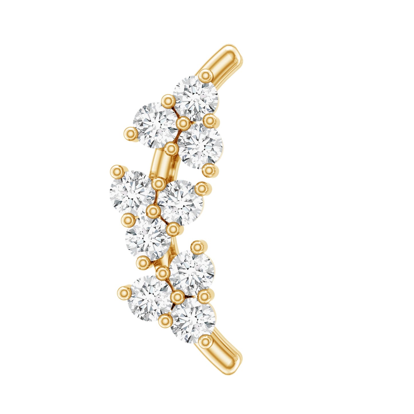 Natural Round Diamond Cluster Curved Helix Earring