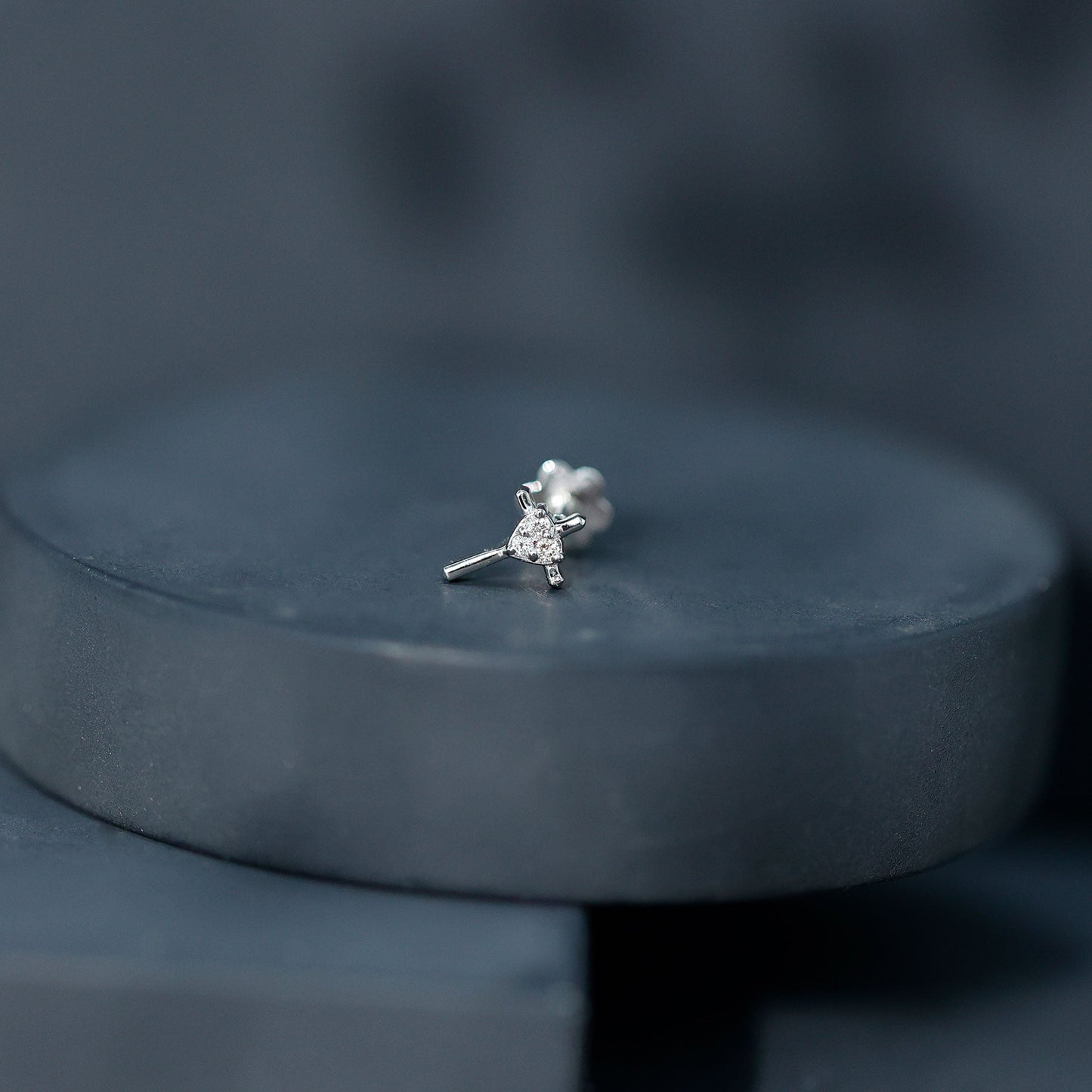 Round Natural Diamond Cross Helix Earring