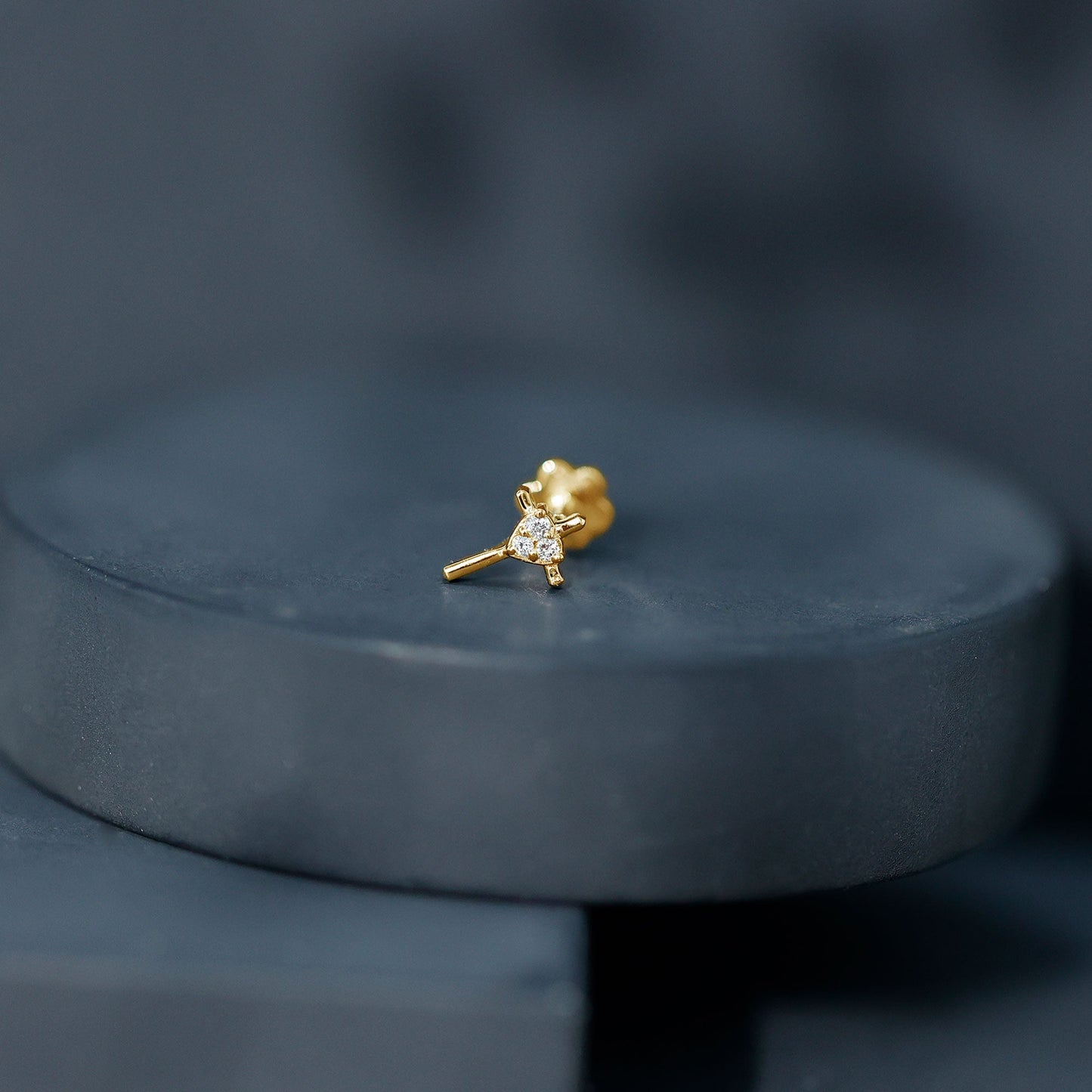 Round Natural Diamond Cross Helix Earring