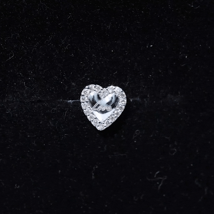 Certified Moissanite Love Heart Earring for Helix Piercing