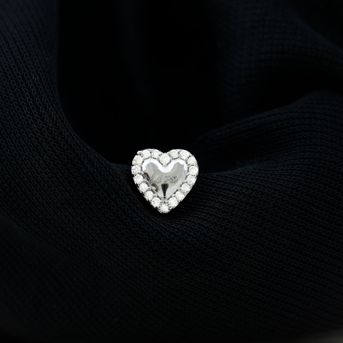 Certified Moissanite Love Heart Earring for Helix Piercing