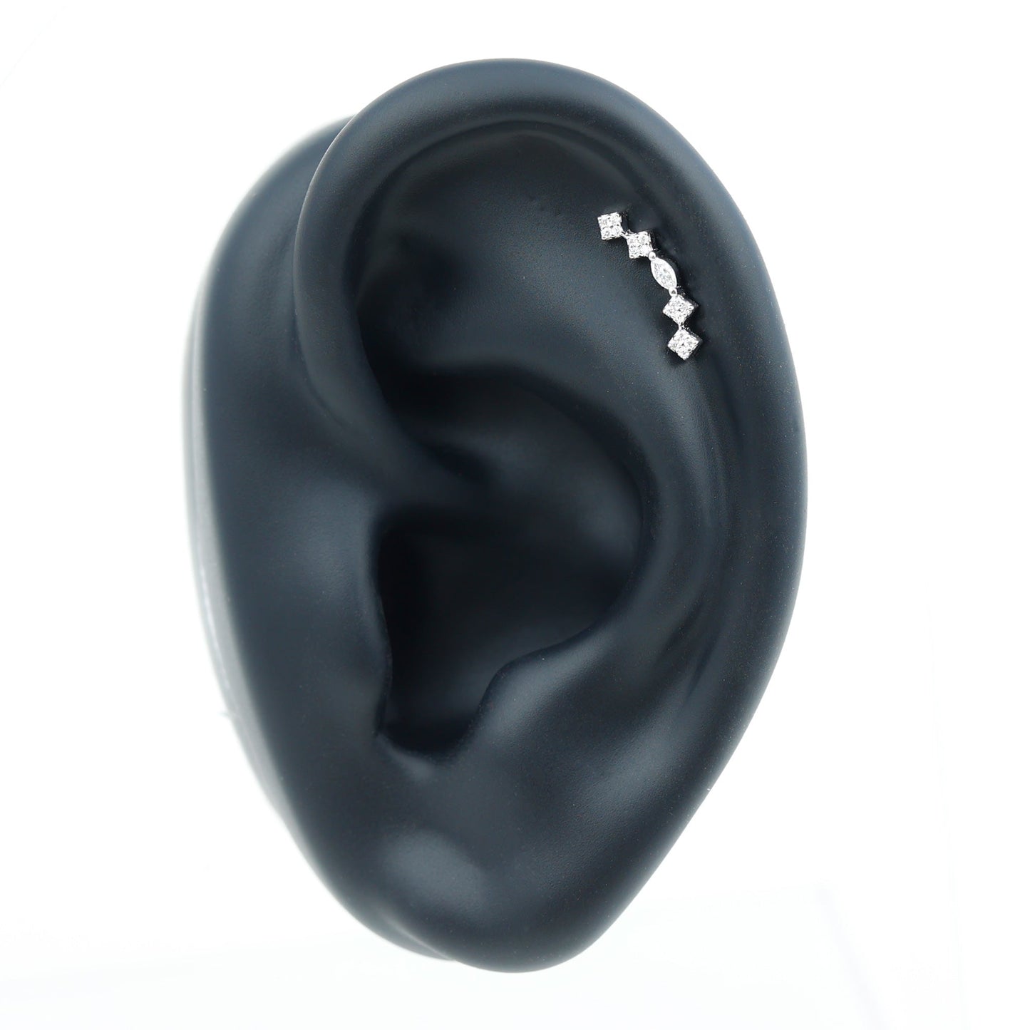 Certified Moissanite Curved Helix Piercing Earring