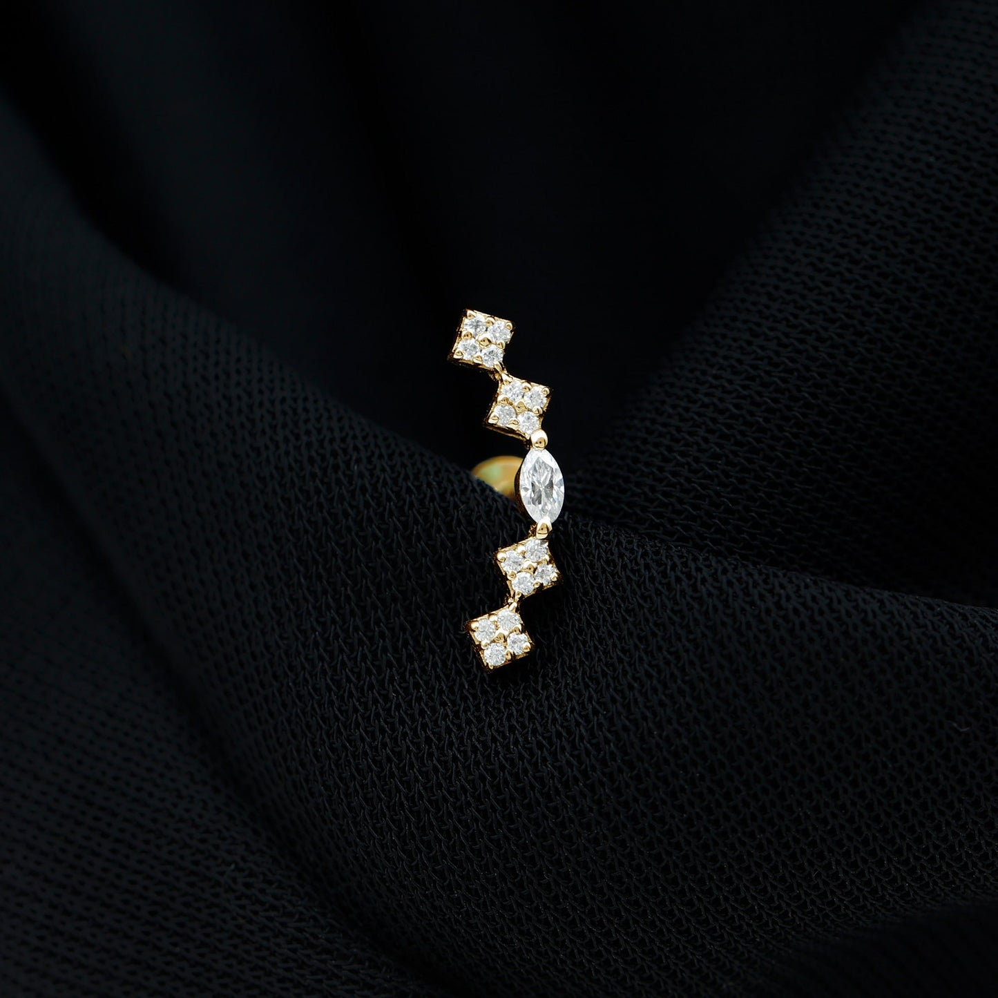 Certified Moissanite Curved Helix Piercing Earring