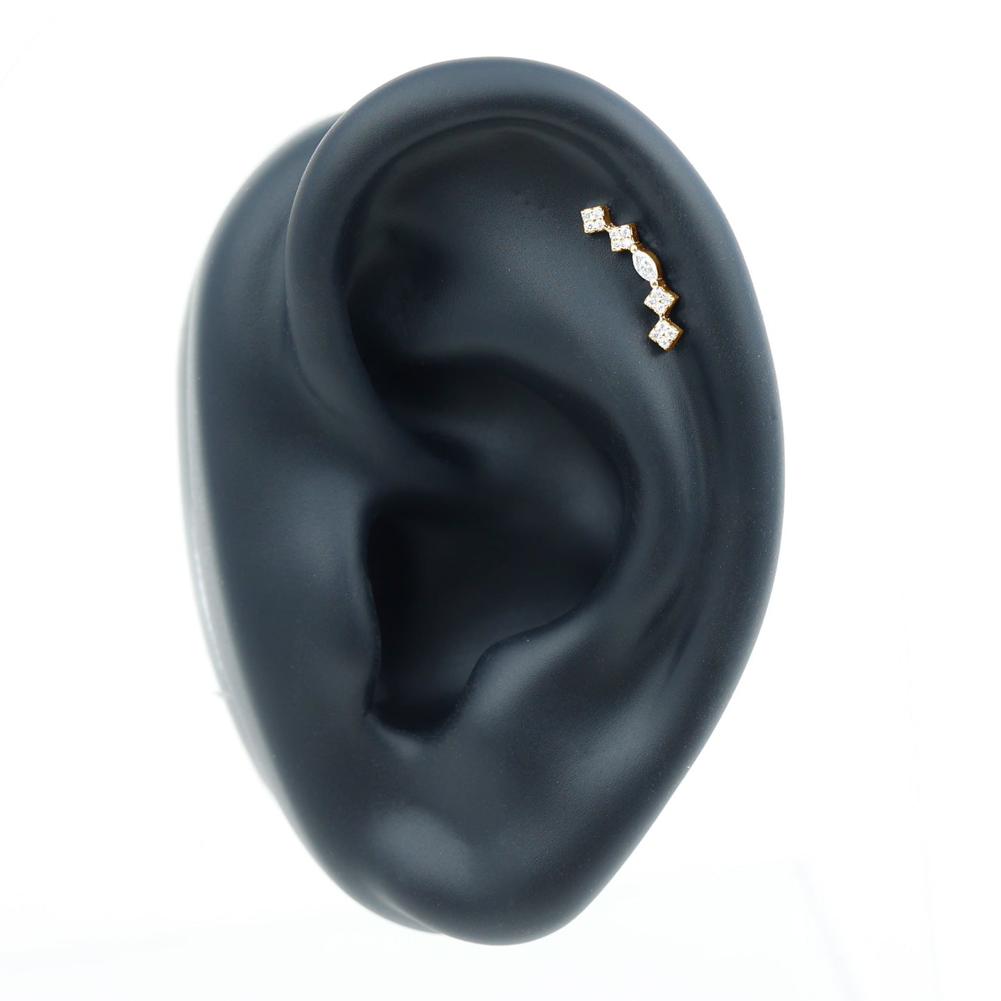 Certified Moissanite Curved Helix Piercing Earring