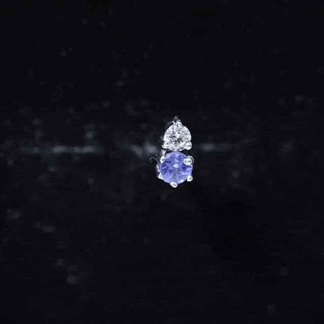 Round Cut Tanzanite Diamond Two Stone Conch Earring