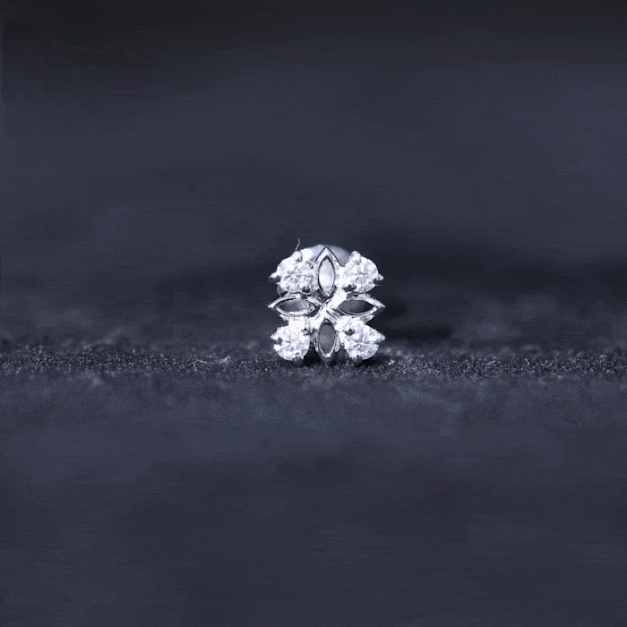 Round Moissanite Flower Earring for Cartilage Piercing