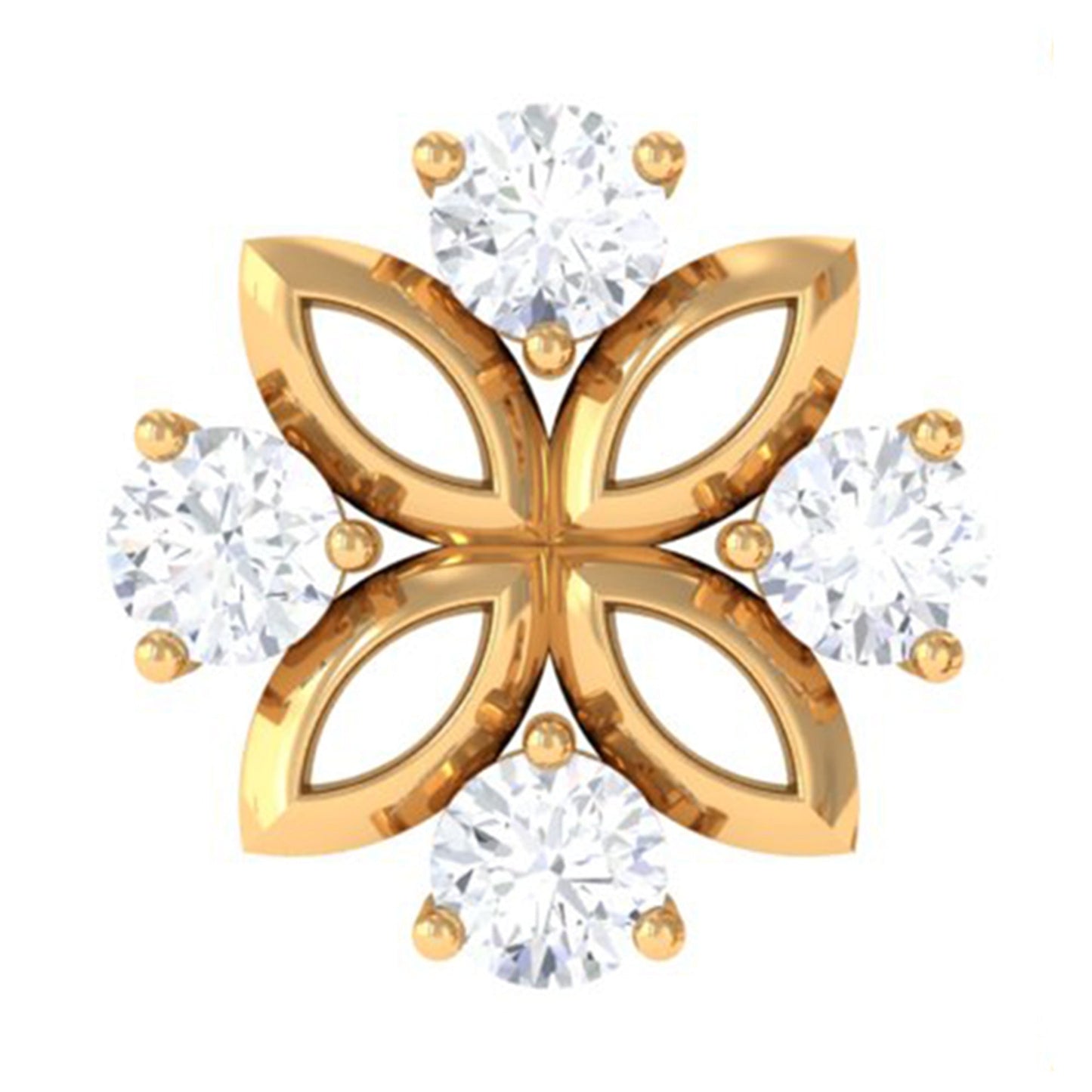 Round Moissanite Flower Earring for Cartilage Piercing