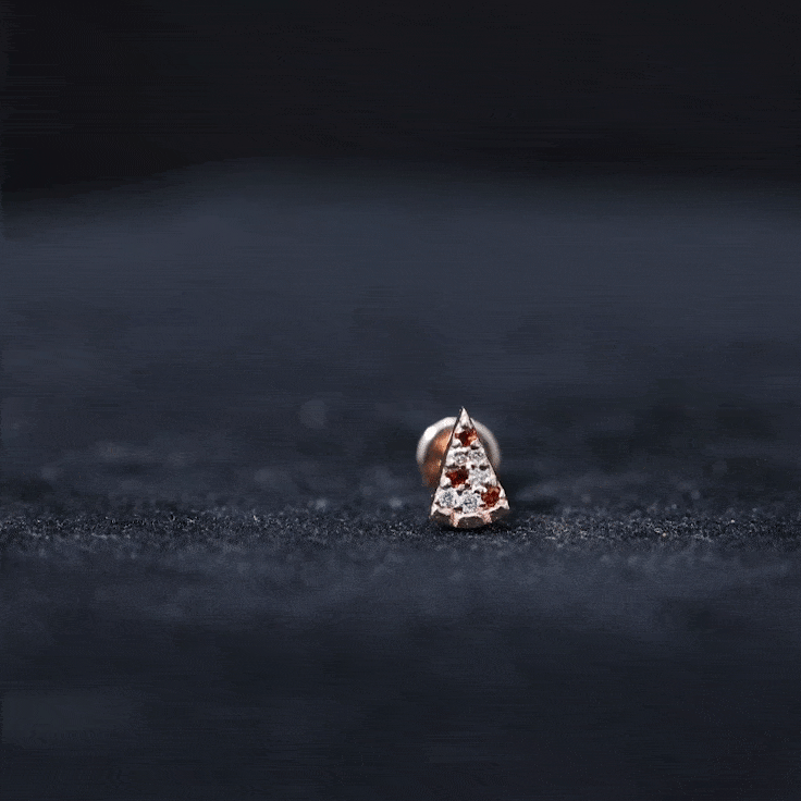 Round Cut Garnet and Diamond Pizza Slice Helix Earring