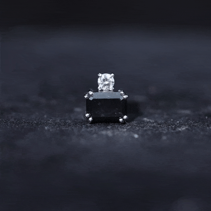 Lab Grown Black and White Diamond Helix Piercing Earring