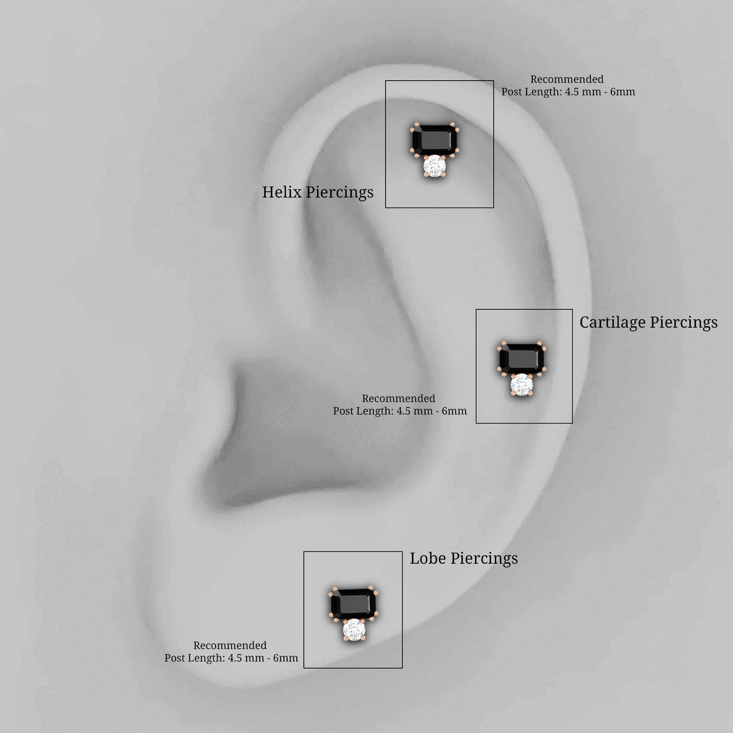Lab Grown Black and White Diamond Helix Piercing Earring