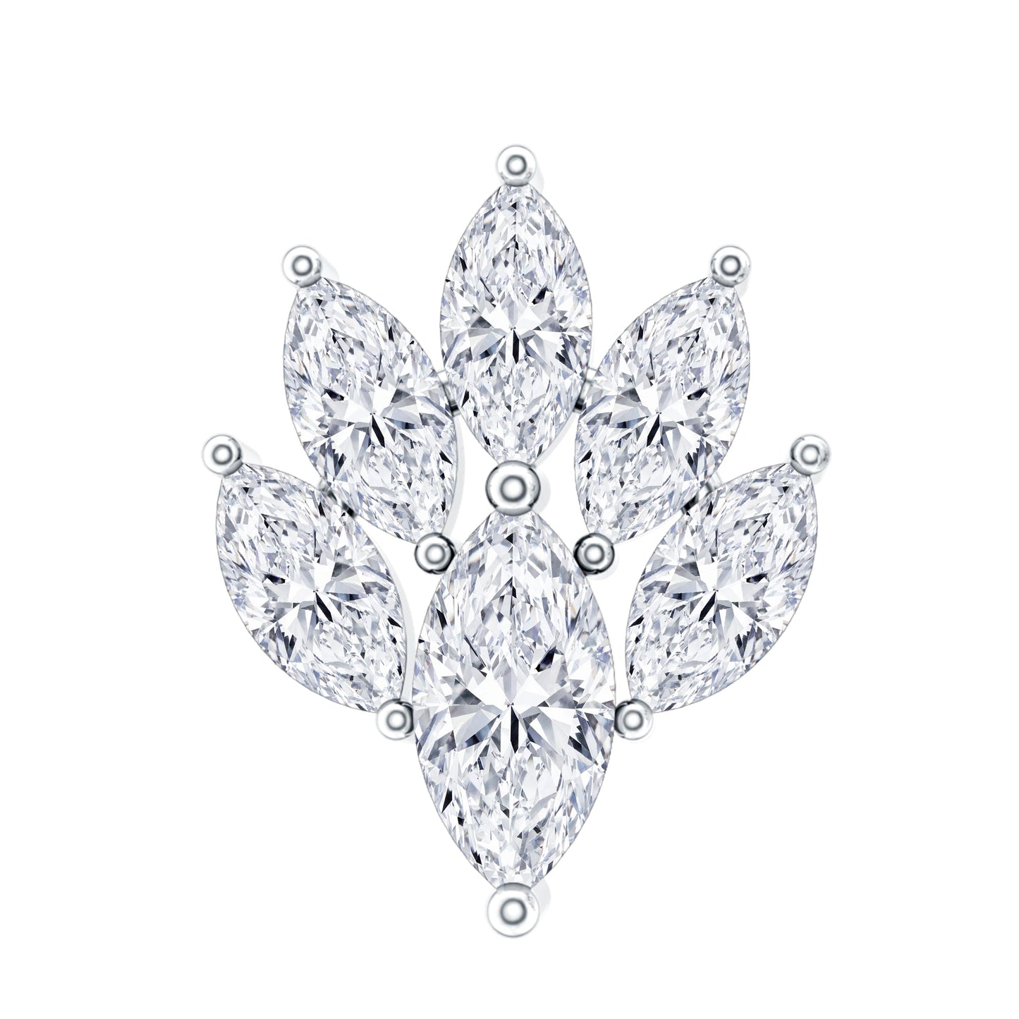 Marquise Moissanite Cluster Leaf Earring for Cartilage Piercing