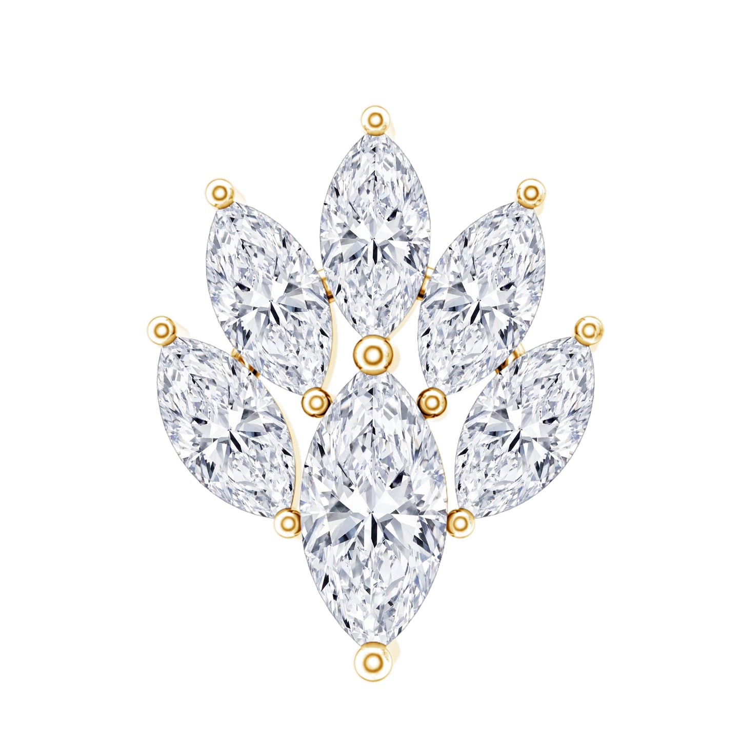 Marquise Moissanite Cluster Leaf Earring for Cartilage Piercing