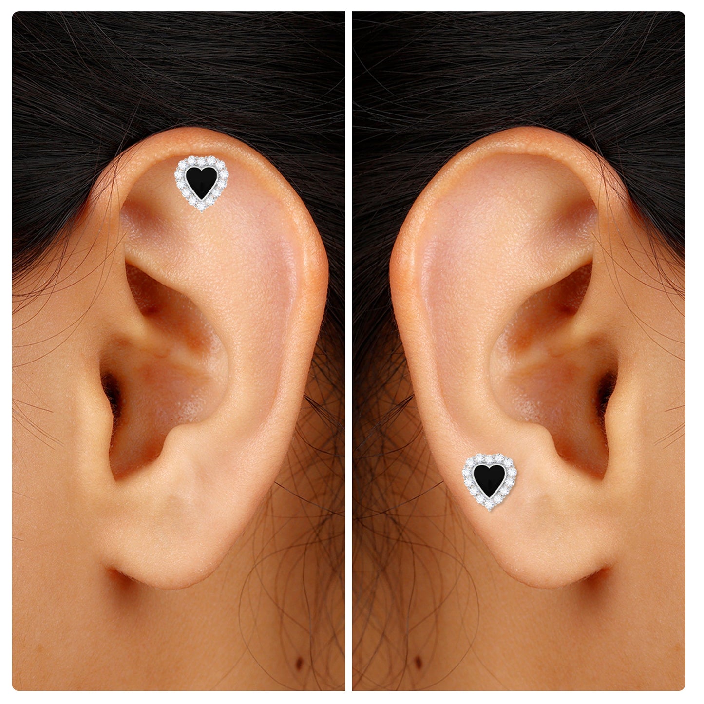 Moissanite Heart Shape Earring with Moissanite Halo
