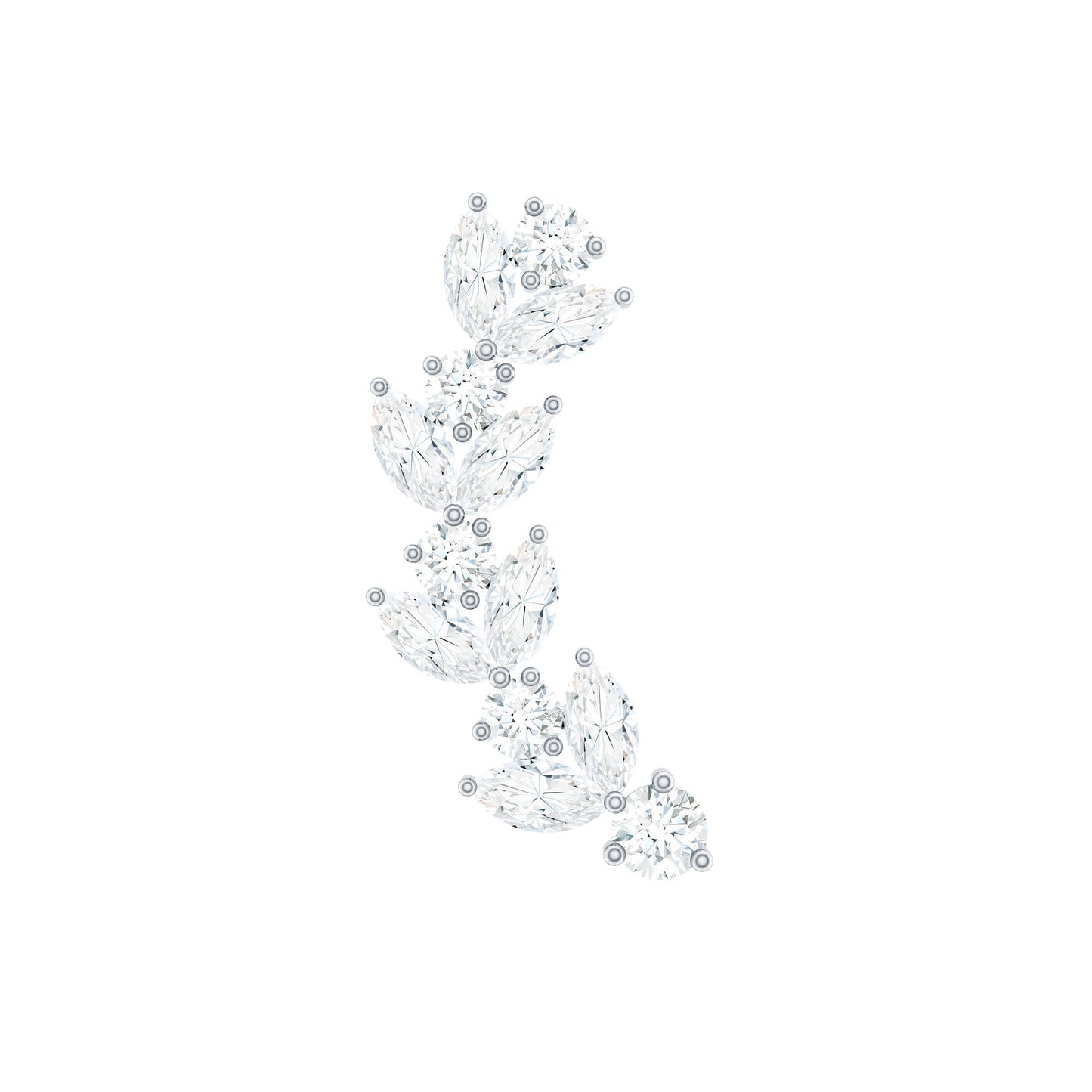 Marquise and Round Moissanite Leaf Helix Earring