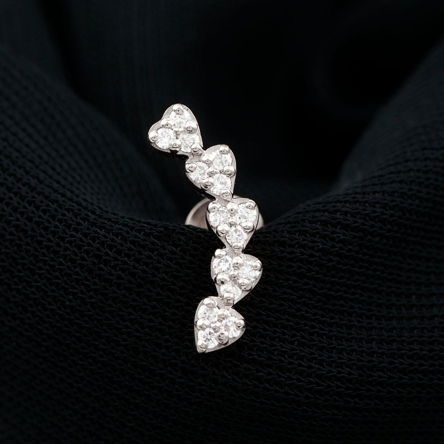 Certified Moissanite Heart Curved Crawler Earring