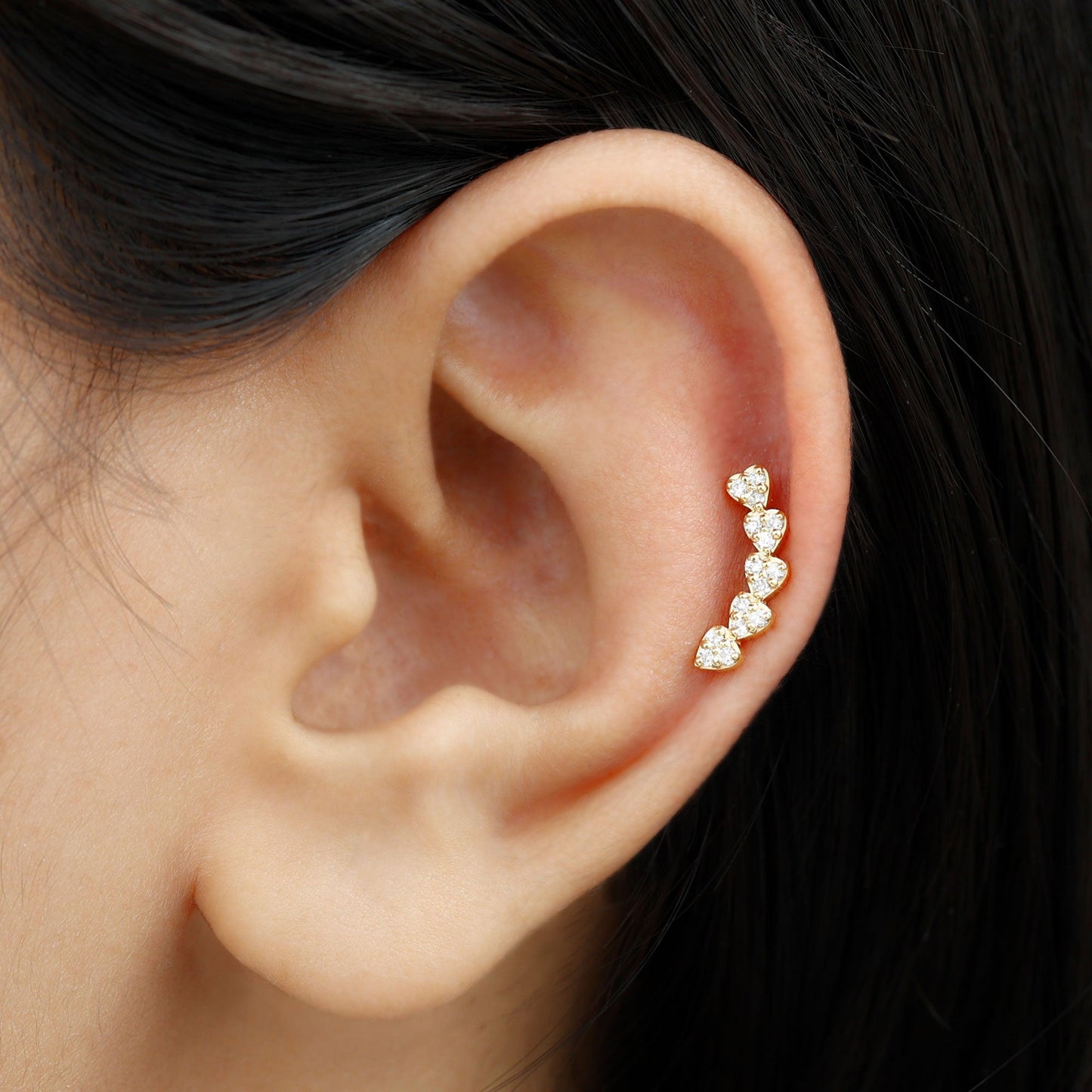 Certified Moissanite Heart Curved Crawler Earring