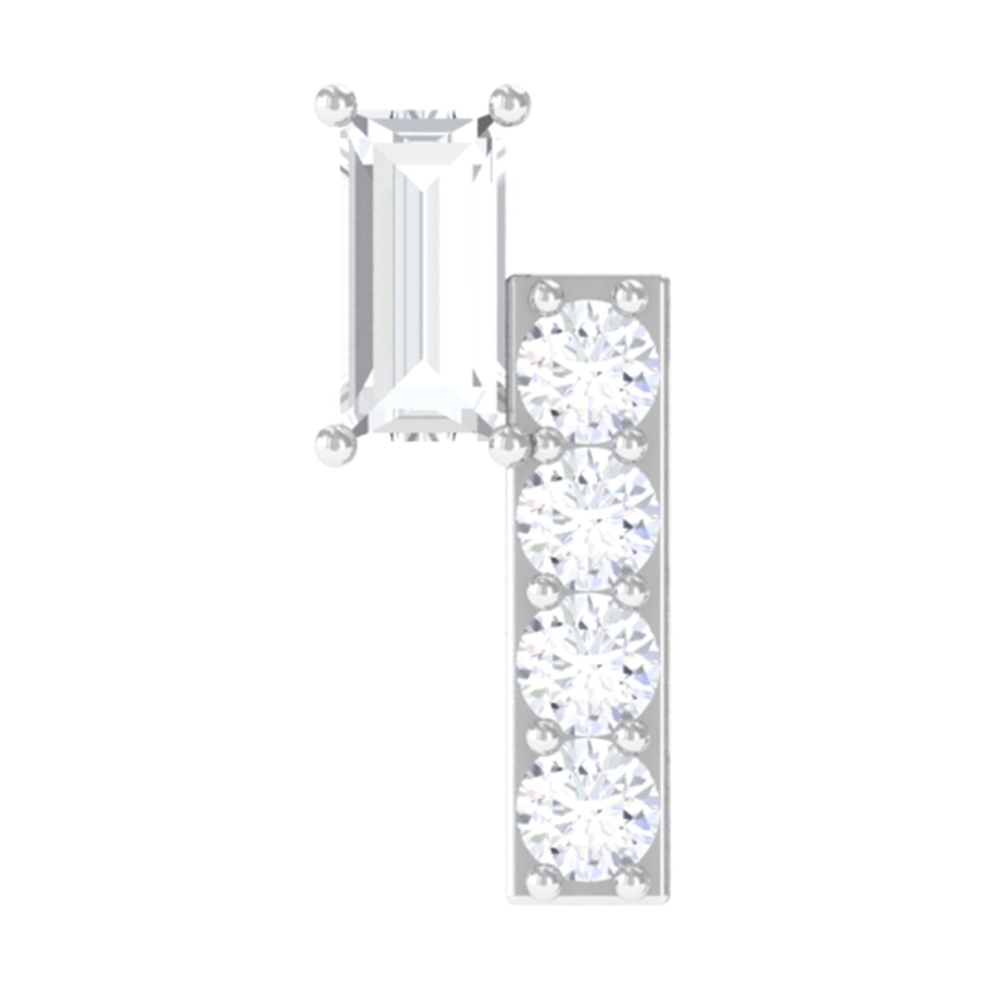 Moissanite Unique Bar Earring for Tragus Piercing
