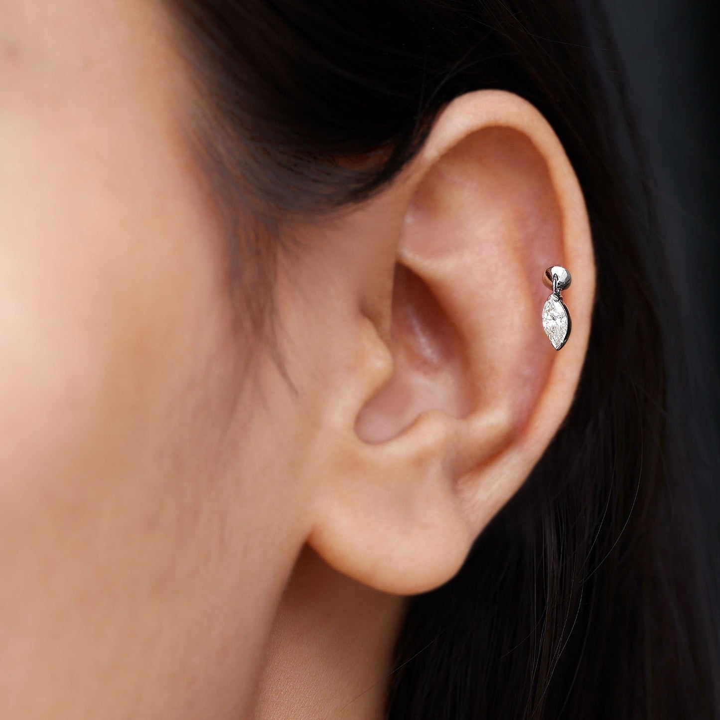 Marquise Diamond Cartilage Dangle Earring