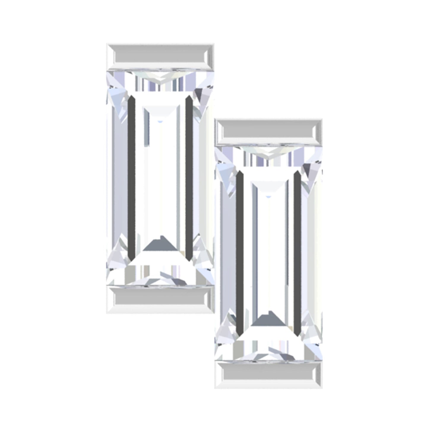 Baguette Moissanite 2 Stone Dainty Nose Stud