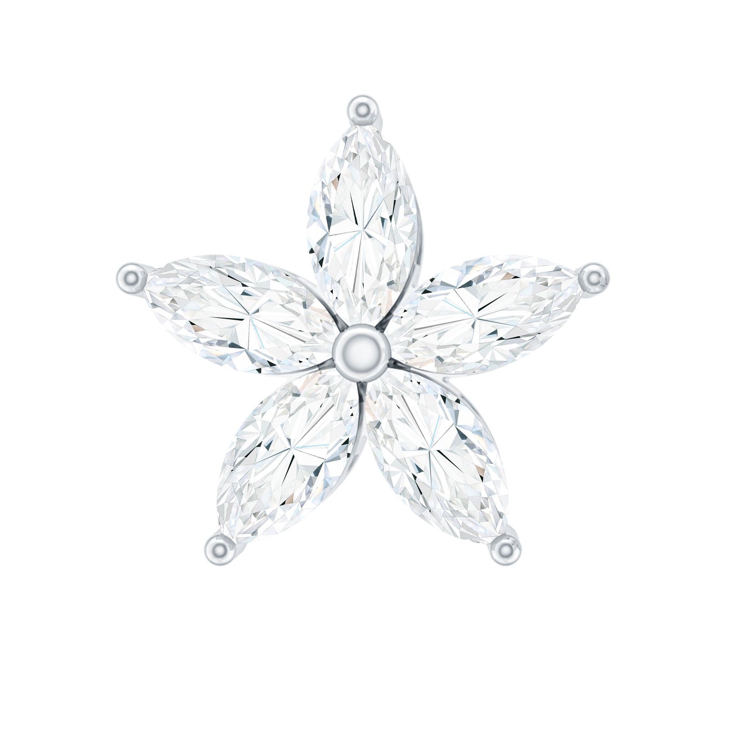Marquise Cut Moissanite Floral Earring for Cartilage Piercing