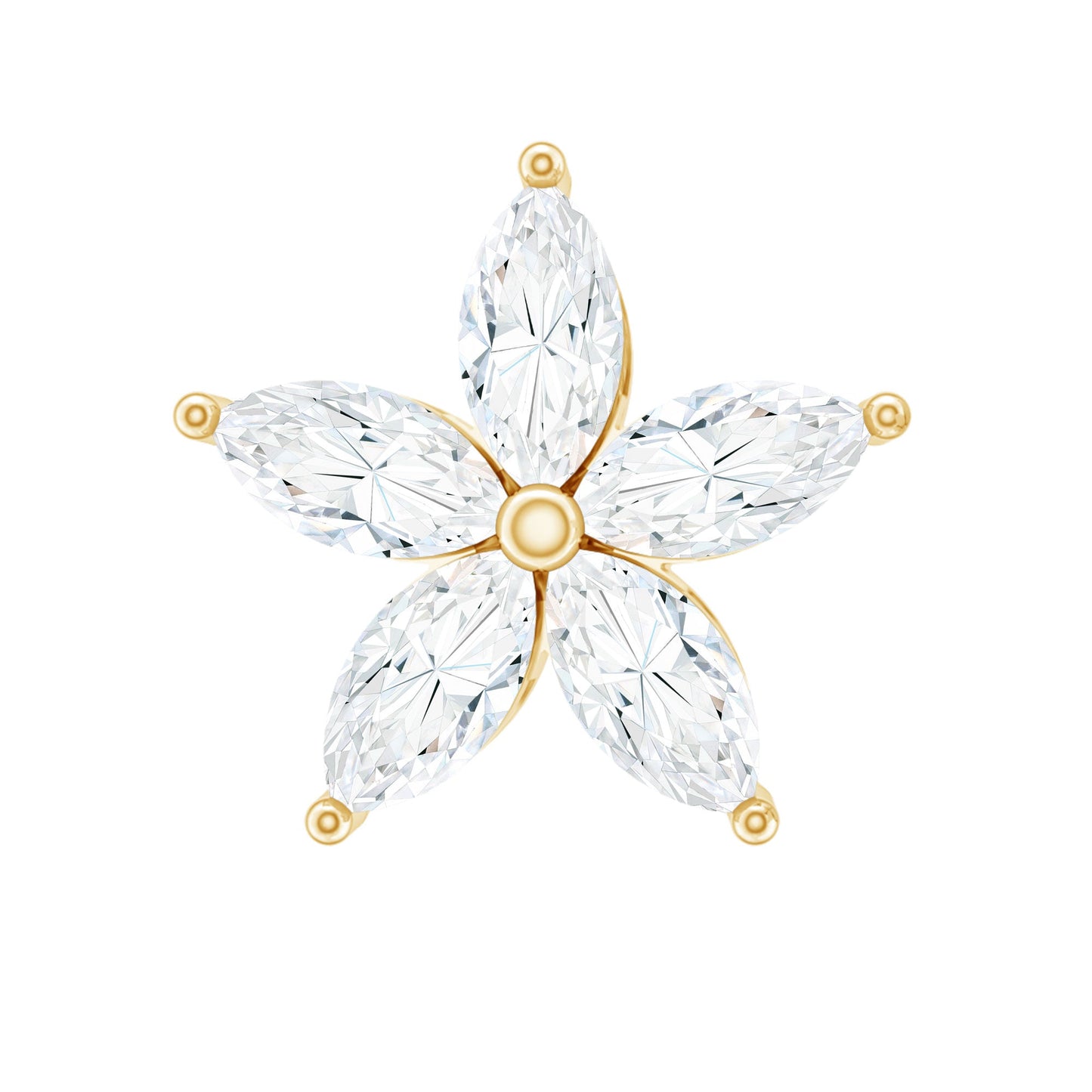 Marquise Cut Moissanite Floral Earring for Cartilage Piercing