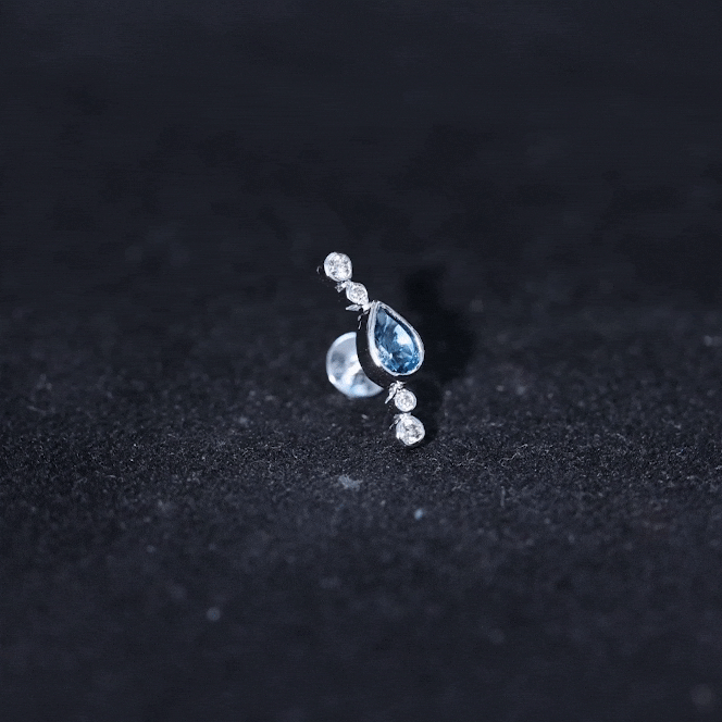 London Blue Topaz Ear Crawler Earring with Diamond