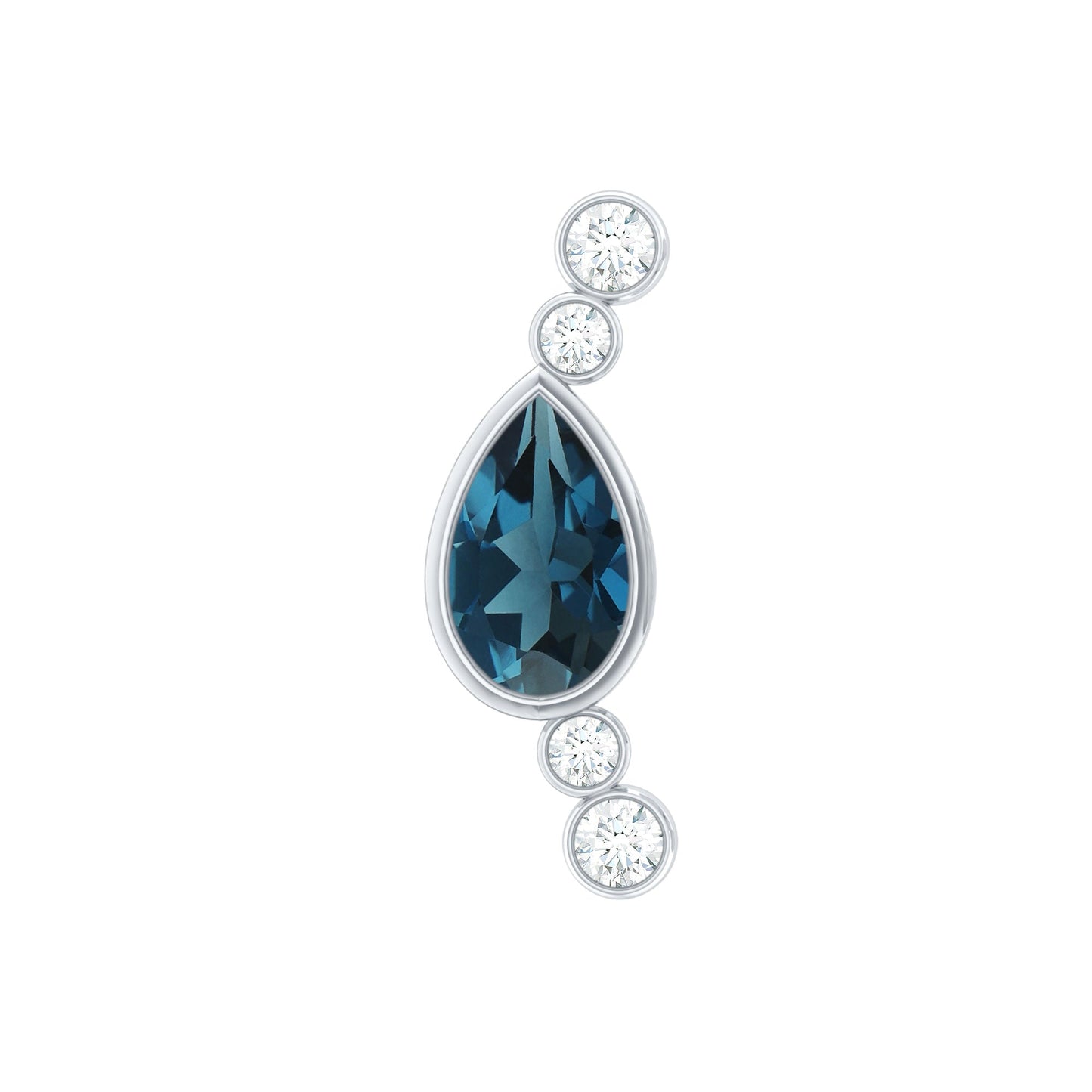 London Blue Topaz Ear Crawler Earring with Diamond