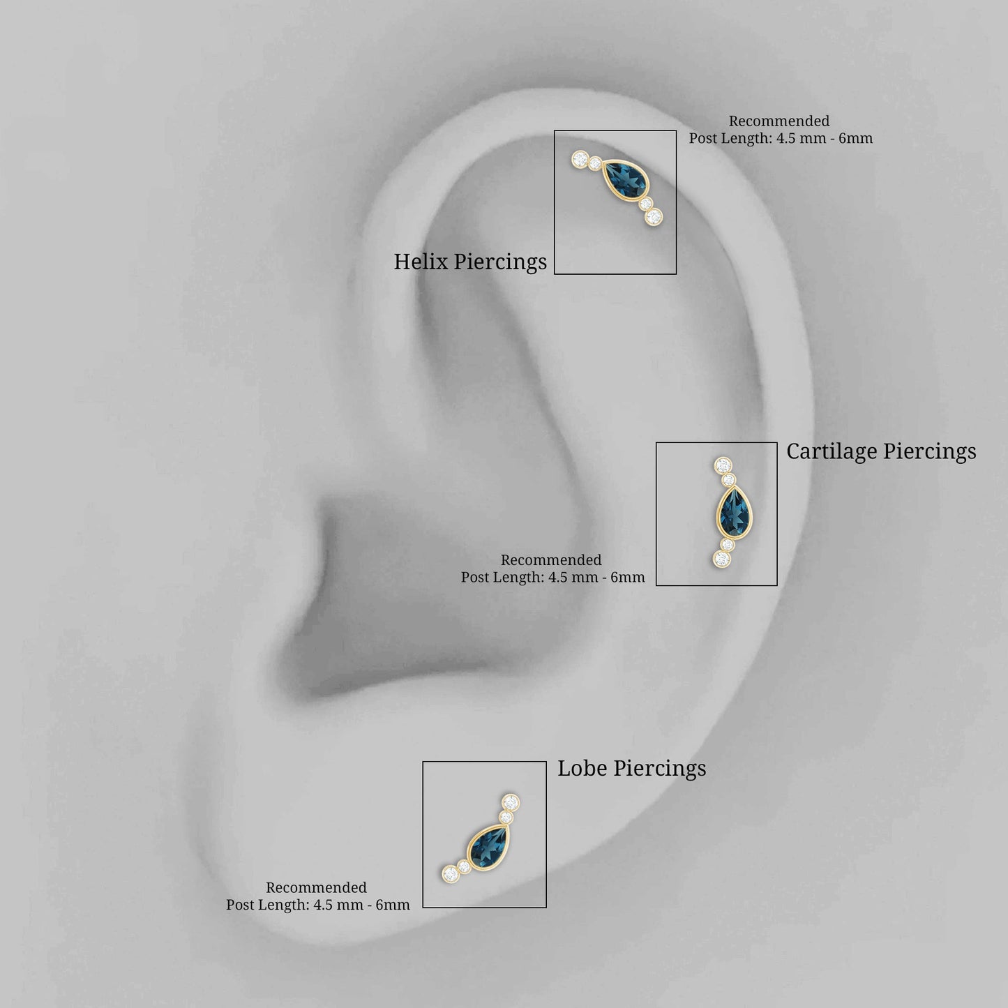 London Blue Topaz Ear Crawler Earring with Diamond