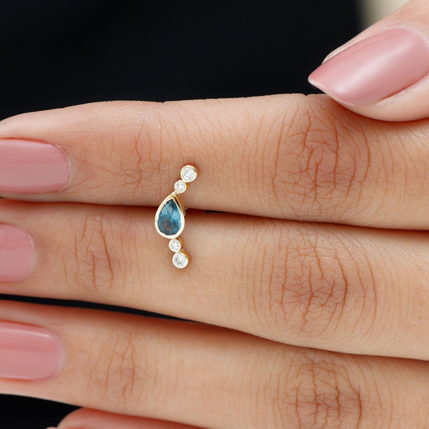 London Blue Topaz Ear Crawler Earring with Diamond