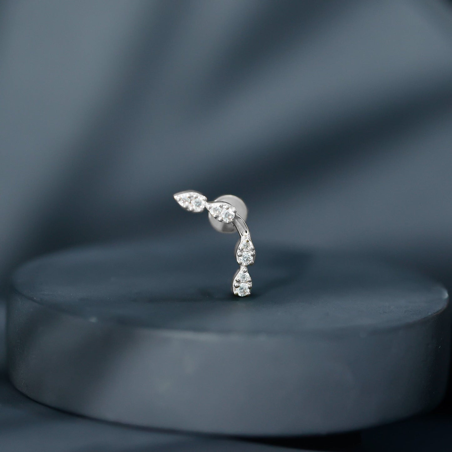 Certified Moissanite Curved Helix Earring for Her