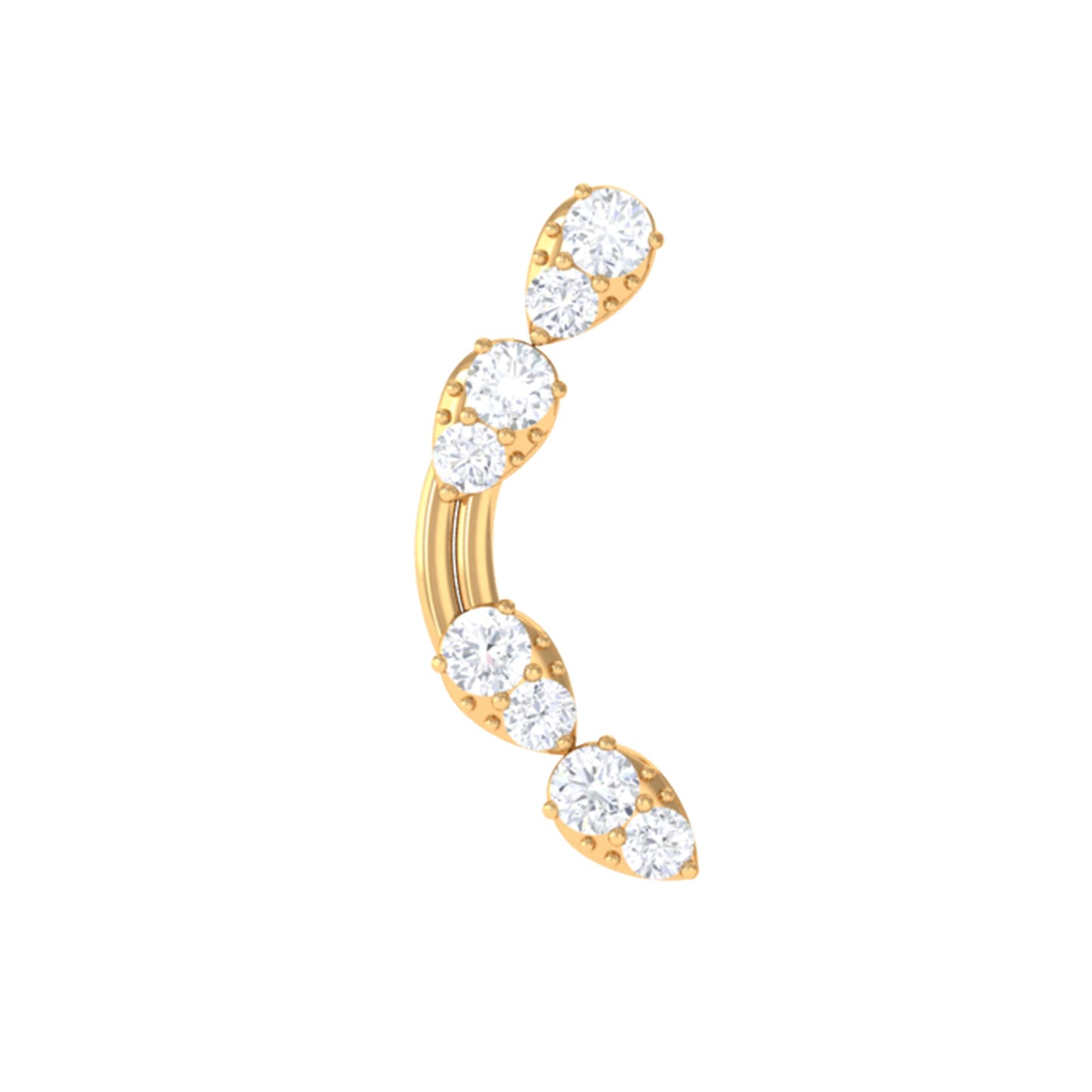 Certified Moissanite Curved Helix Earring for Her