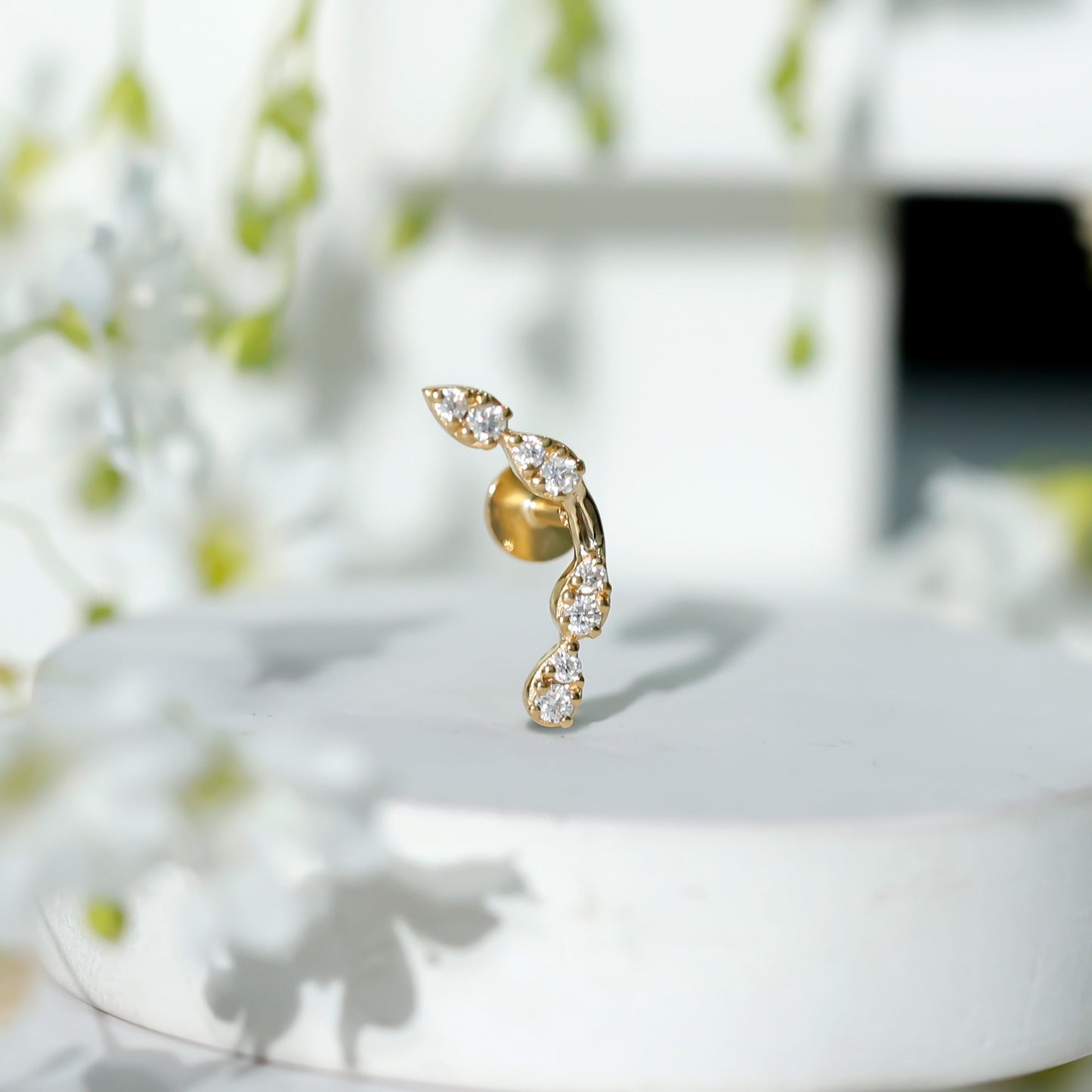 Certified Moissanite Curved Helix Earring for Her