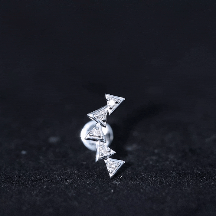 Genuine Diamond Geometric Curved Cartilage Earring