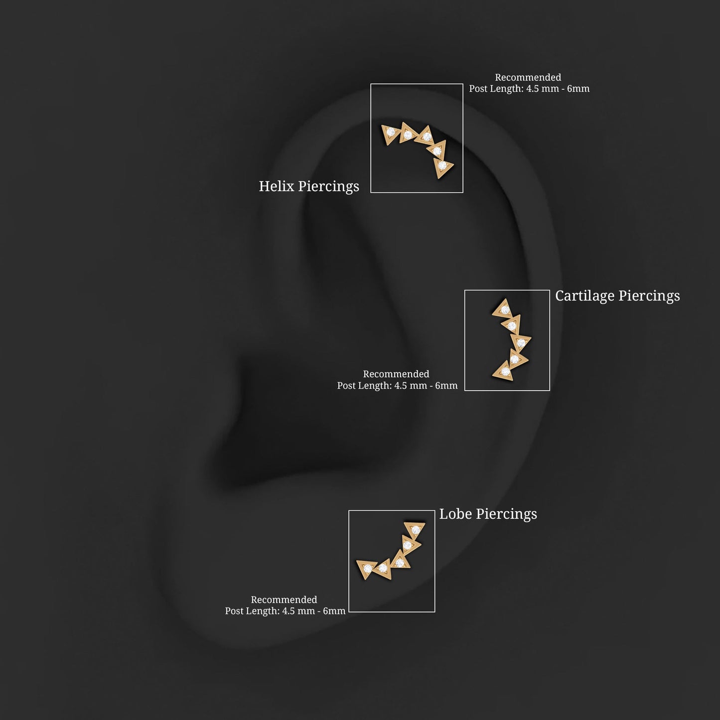 Genuine Diamond Geometric Curved Cartilage Earring