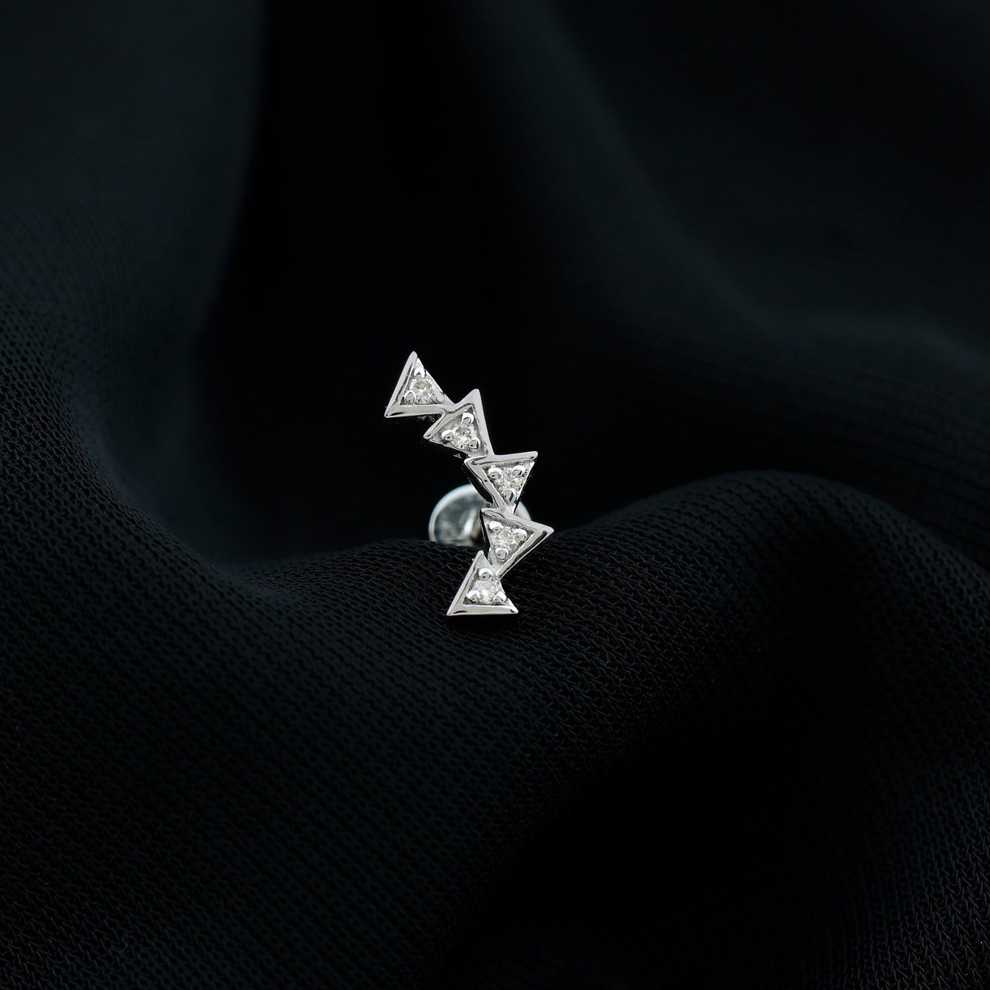 Genuine Diamond Geometric Curved Cartilage Earring