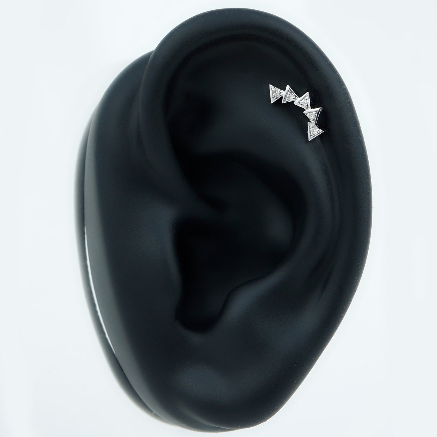 Genuine Diamond Geometric Curved Cartilage Earring