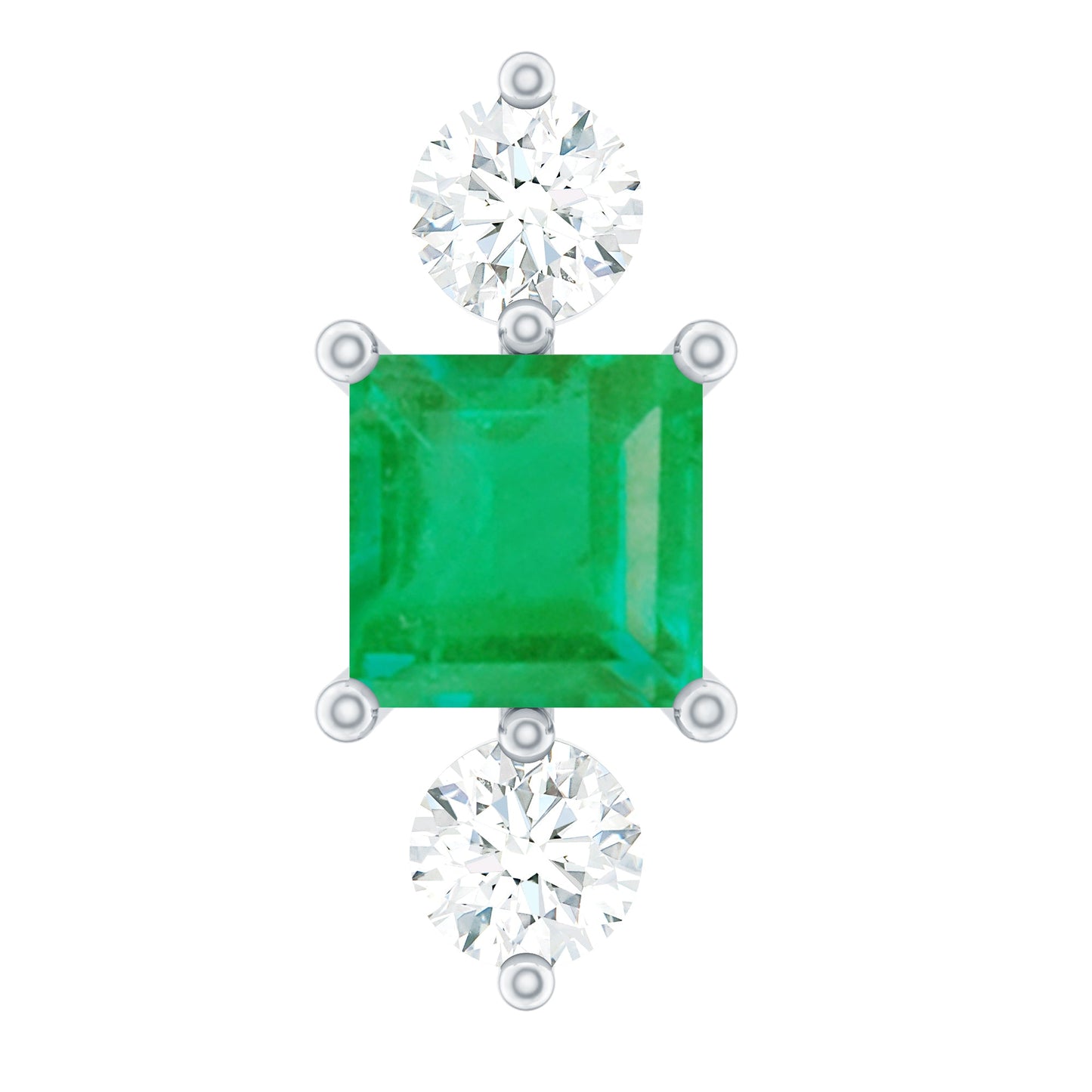 Natural Emerald and Lab Grown Diamond Helix Earring