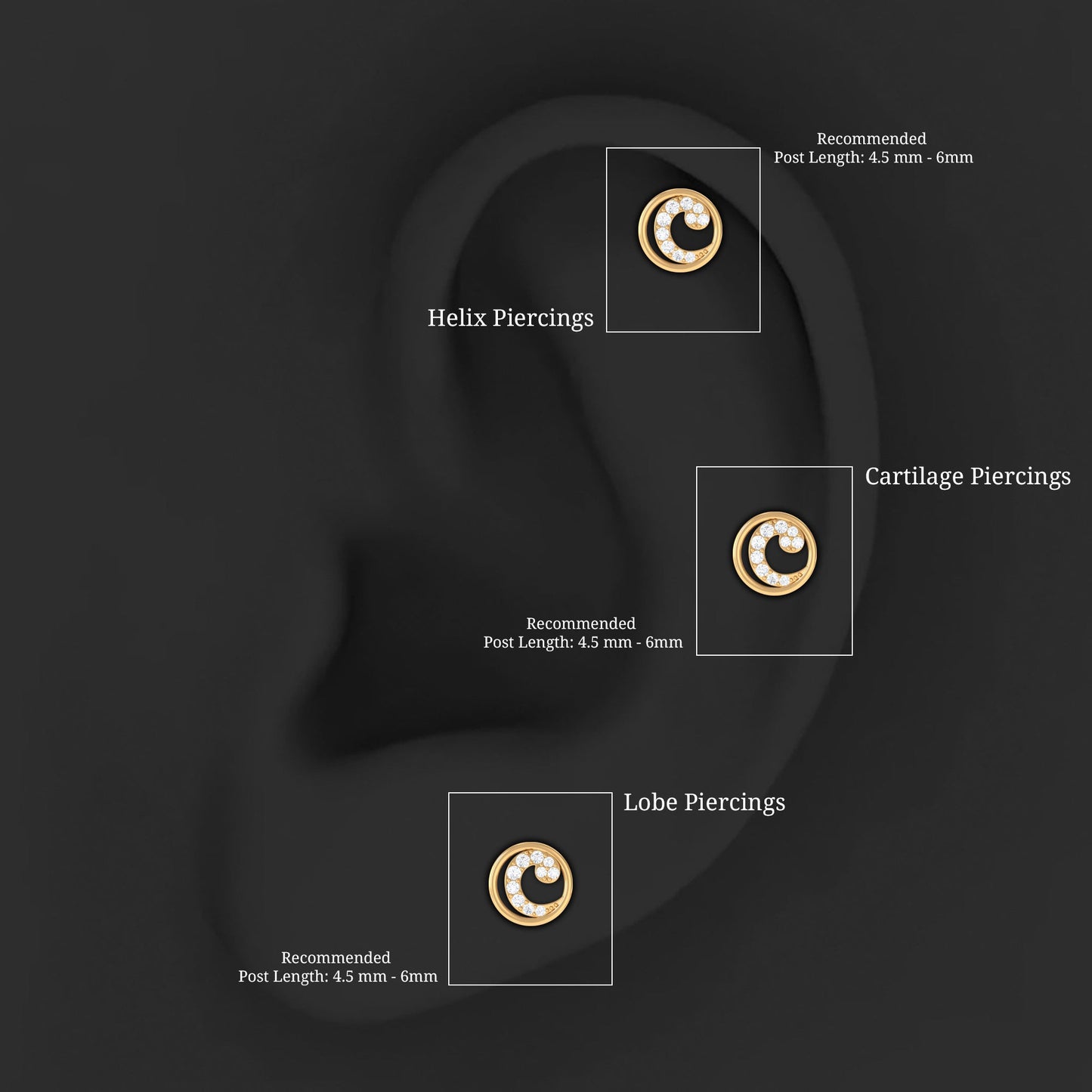Real Diamond Circle Earring for Cartilage Piercing