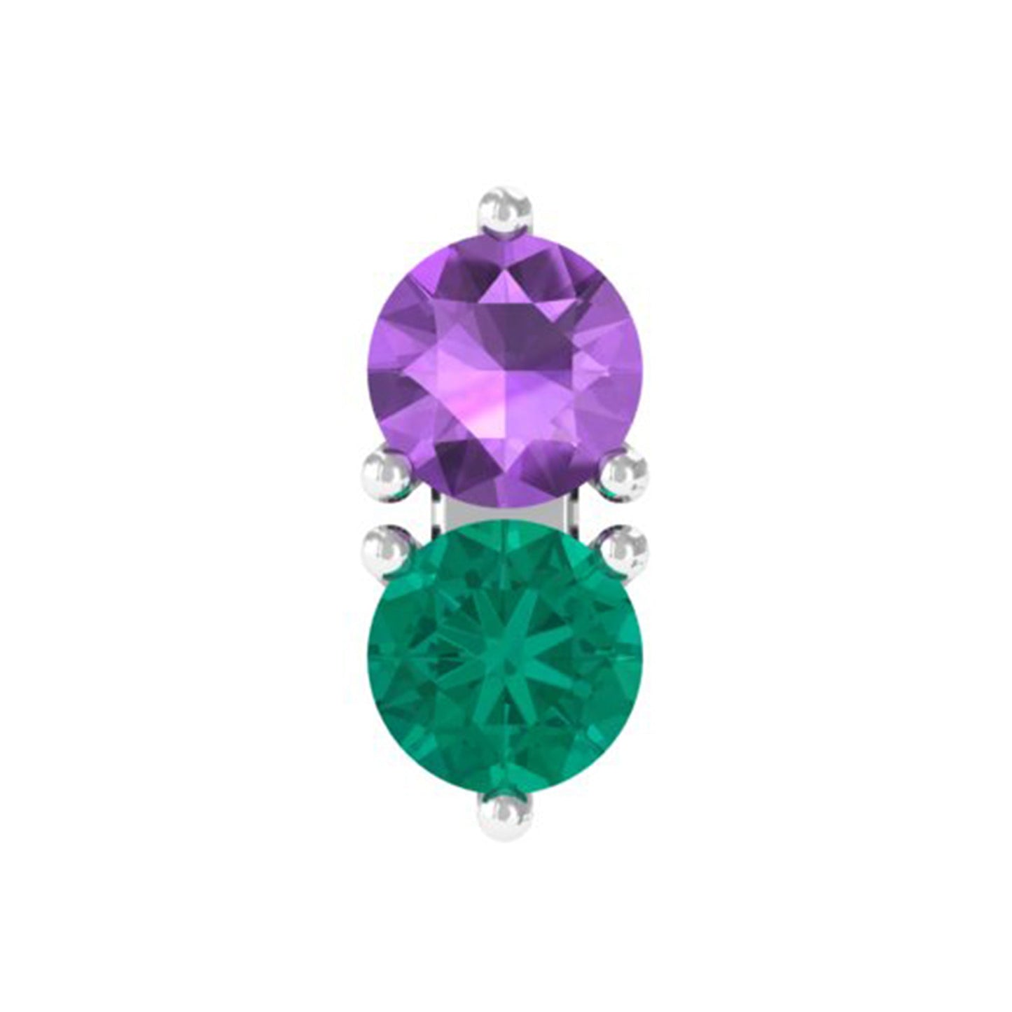 Real Amethyst and Emerald Earring for Helix Piercing