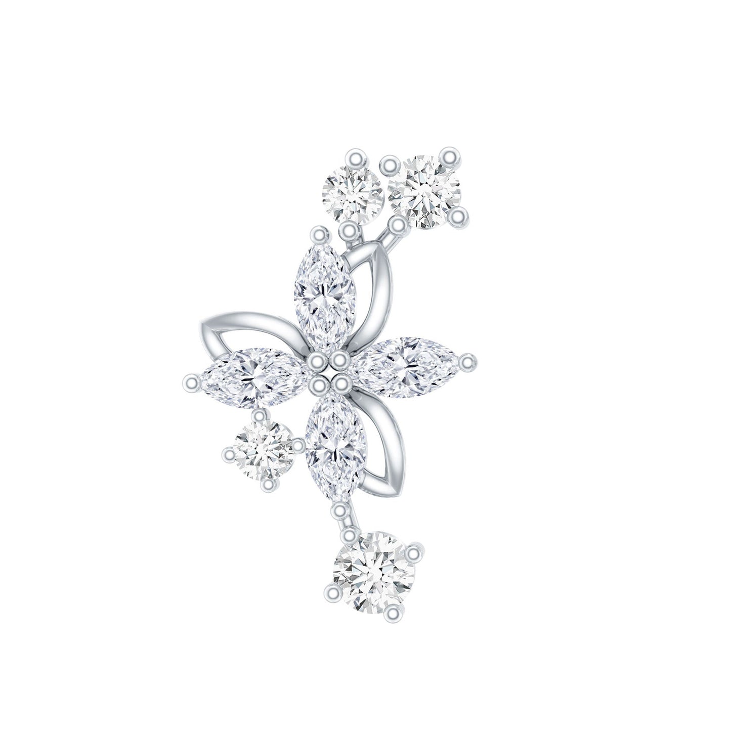 Certified Moissanite Flower Crawler Earring