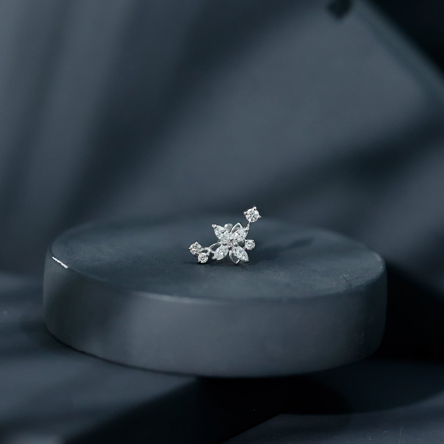 Certified Moissanite Flower Crawler Earring
